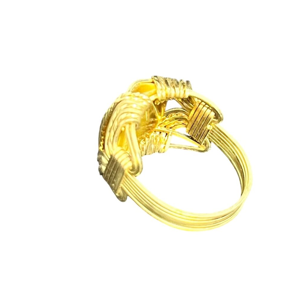 Vintage Gold Filled Wire Wrapped Tigers Eye Cabochon Men's Ring (R220-1) - Picture 4 of 13